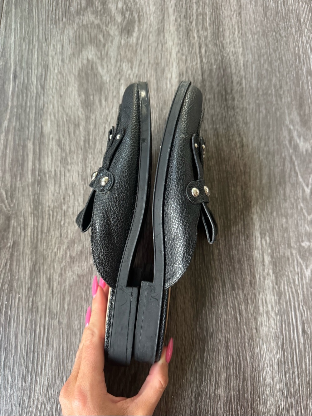 Target Black Tassel Mule | Silver Stud Fringe Size 8 - Picture 10 of 12